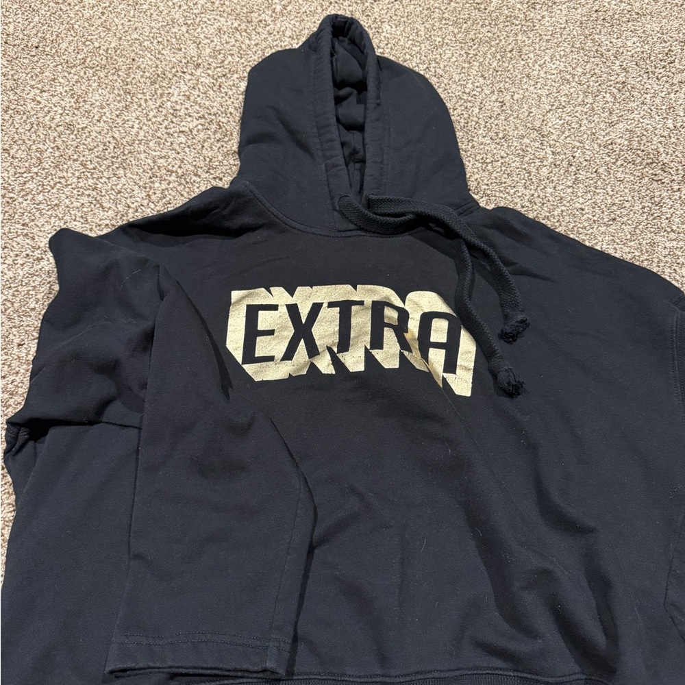 Black Hoodie with Gold 'EXTRA' Print